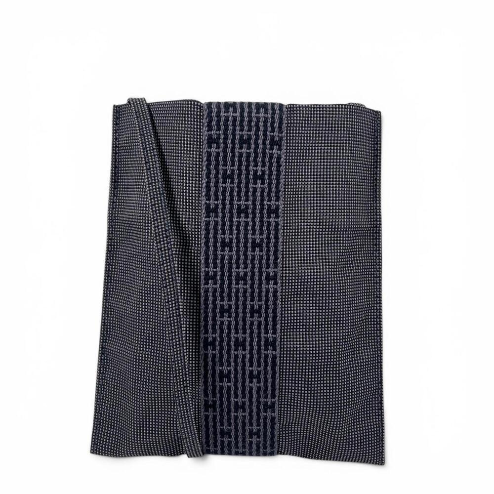 HERMES Hermes Herline Pochette H Logo Square Sacoche Mini Bag Shoulder Gray M...